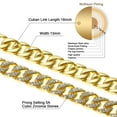 thumbnail image 4 of Male Cuban Chain Necklace Bracelet Set Zircon Gold Men Teen Jewelry 13MM 20inch, 4 of 5