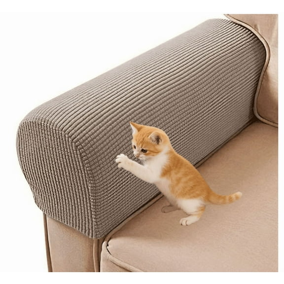 Garayma Armrest Protectors Non-Slip Armrest Covers Stretchy Chair Sofa Couch Arm Protector Stretch 2pcs Sand