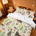 thumbnail image 3 of meiyoeat spring Garden Kitten Bedding,Floral Cat Print Duvet Cover Full,Reversible,3 Pieces,1 Duvet Cover and 2 Pillowcases, 3 of 6