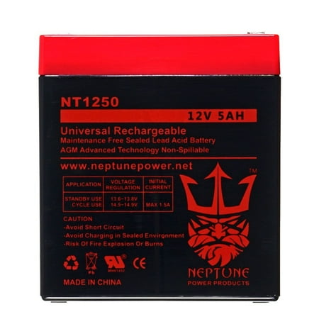 Power Kingdom PS4-12 12V 5Ah SLA Replacement Lawn Mower Battery by Neptune