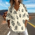 thumbnail image 3 of JTZGDY Long Sleeve Womens Fall Tops Loose Fit V Neck Button Down Graphic Tshirt Blouses Dressy Casual Elegant Tunics Collared Work Shirts Khaki#02 XXXL, 3 of 6