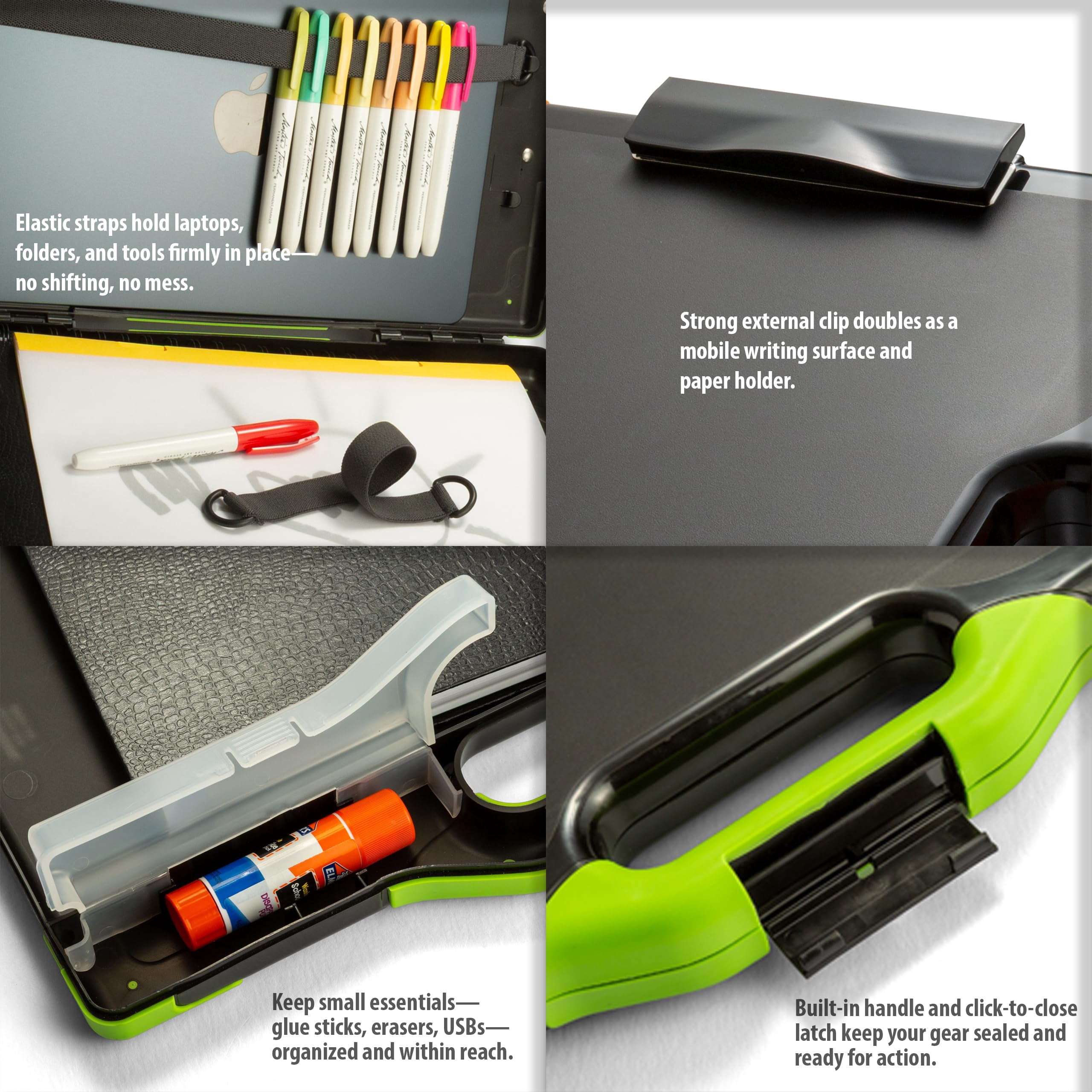 Carry All Clipboard Storage Box  Letter/legal Size Black & Green (83325)