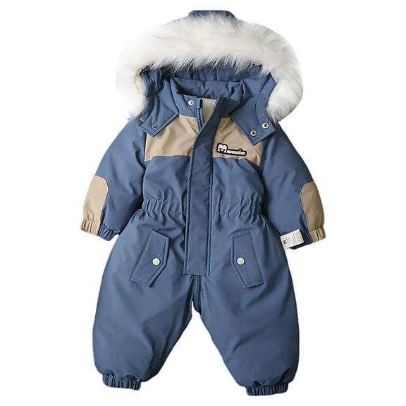 Zshosam New Born Baby Boy Clothing Newborn Baby Girl Boy Clothes Long Sleeve Snowsuit Hooded Romper Cute Winter Clothes Size 18 24 Months,(Dark Blue 18-24 Months)