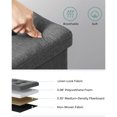 thumbnail image 4 of SONGMICS Folding Storage Ottoman Bench，38 x 38 x 38 cm，Ottoman Foot Rest, Storage Chest, Load 300 kg, for Living Room, Entryway, Dorm, Dark Gray, 4 of 6