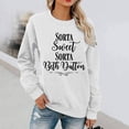 thumbnail image 3 of Sudadera holgada con cuello redondo y estampado de letras para citas elegantes, talla XL, informal, de manga larga, color blanco, 3 of 5