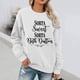 thumbnail image 3 of Sudadera holgada con cuello redondo y estampado para mujer, estilo casual, manga larga, color blanco, talla XL, 3 of 5