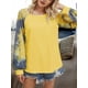 thumbnail image 4 of Camiseta de mujer seitruly Tie Dye Costura impresa manga larga Amarillo M, 4 of 7
