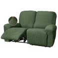 thumbnail image 1 of Stretch Seersucker Recliner Sofa Cover 6-Pieces Country style Reclining Couch Slipcover Simple Home Furniture Protector, Loveseat 2 Seater/Green, 1 of 7
