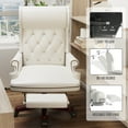thumbnail image 3 of DeeHome 330LBS Executive Office Chair with Footstool, Ergonomic Design High Back Reclining Comfortable Desk Chair - White, 3 of 7