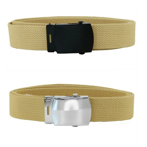 Khaki Adjustable Canvas Military Web Belt With Metal Buckle 32 to 72