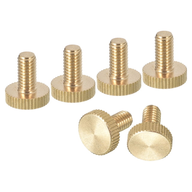 Unique Bargains Vis Moletées pour Pouce M6x12mm, Lot de 6 Vis Planes pour Pouce en Laiton à Tête Moletée Boulons