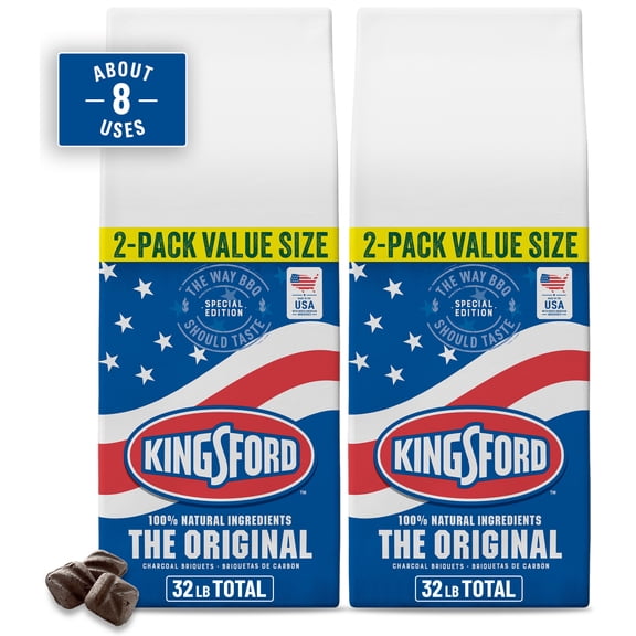 Kingsford Original Charcoal Briquettes, BBQ Charcoal for Grilling, 16 Pounds Each, Pack of 2
