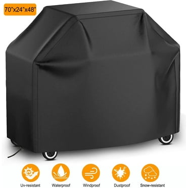 70 Inch BBQ Grill Cover for Outdoor Grill, Waterproof Heavy-Duty Barbecue Gas Grill Cover for 4-7 Burner Barbecue Grill, Black (70“x 24”x48“)