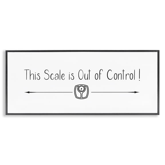Stupell Industries Eclectic Scale is Out of Control Funny Bathroom Phrase Black Framed Giclee Art, 24 x 10, by Susan Jill