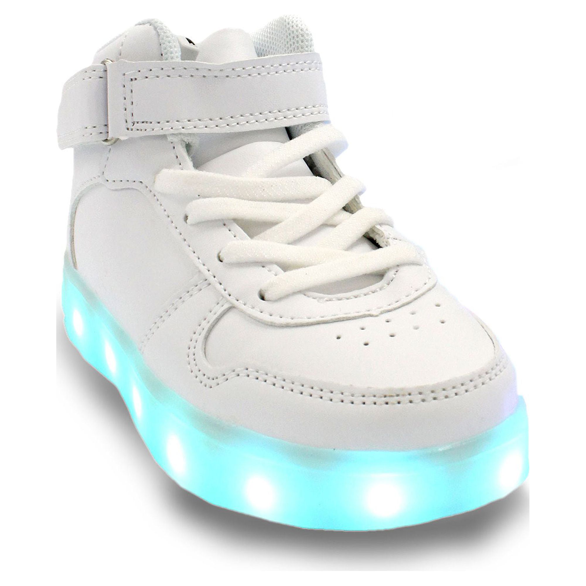 Family Smiles LED Light Up Sneakers Kids High Top Boys Girls Unisex Strap Lace Up Shoes White Toddler US 10.5 / EU 27.5 - image 4 of 7