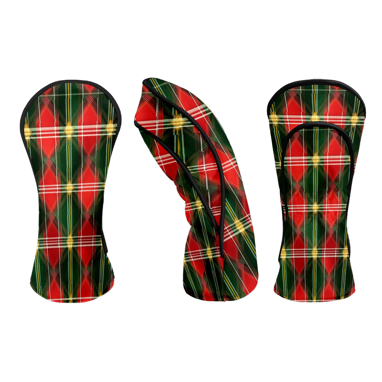 Golf Head Covers for Woods and Driver Waterproof Leather Golf Club Head Covers for Women Men Golf Driver Fairway Wood Headcover Red Plaid Seamless Pattern