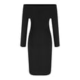 thumbnail image 7 of IROINNID Sales Long Sleeve Dress for Women Knee-Length Formal Dress Winter Solid Long Sleeve One-shoulder Slit Long Dresses,Black, 7 of 7