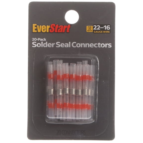 EverStart 20-Piece 22-16GA Solder Seal Wire Connectors, Red, Heat Shrink