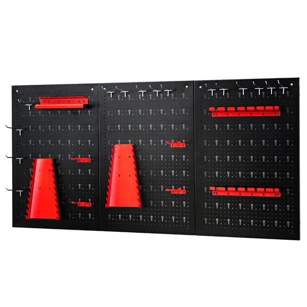 Costway Kit Organizador de Herramientas para Pared con 3 Paneles Perforados 25 Accesorios para Colgar Portaherramientas para Garaje Taller Almacén