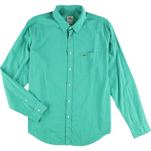 Lacoste Oxford Button Up Camisa para Hombre, Verde, XX-Large Lacoste Botones al frente
