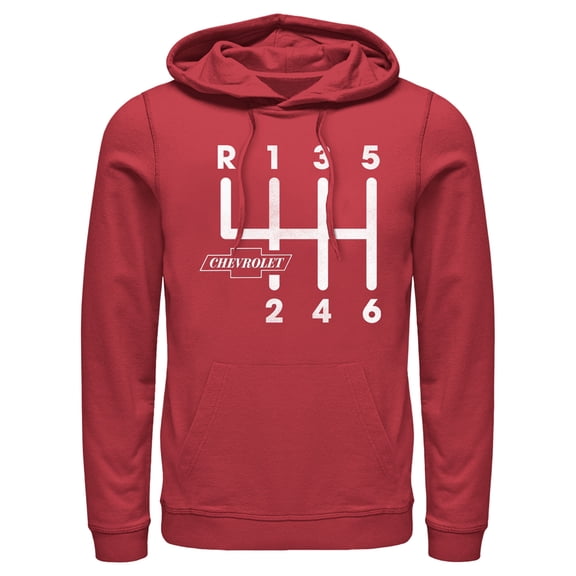 Men's General Motors Chevrolet Gearshift Pattern Pull Over Hoodie Red Medium