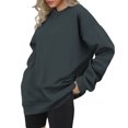 thumbnail image 2 of Women's Solid Color Crewneck Sweatshirt, Soft Long Sleeve Pullover Top for Fall Winter, Casual Comfortable Daily Wear Loungewear, All Season Basic Wardrobe Essential for Women Navy M, 2 of 4
