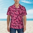 thumbnail image 2 of Sikiie Pink Butterfly Print Men's Hawaiian Shirt, Summer Beach Button Pocket Short Sleeve T-Shirt,Large, 2 of 7