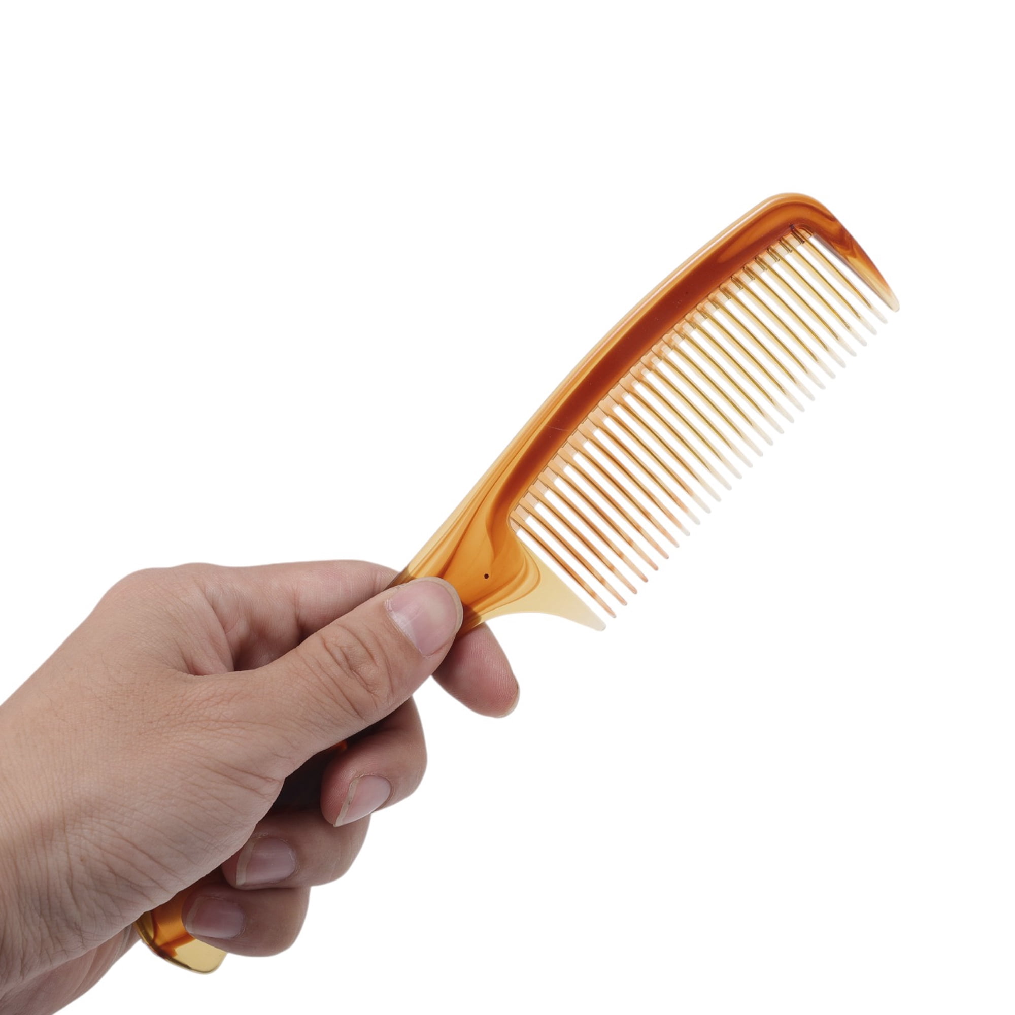 Unique Bargains 1 Pc Two-Color Handle Flat Comb for Curly Hair Amber with Unique Design