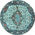 thumbnail image 1 of Ahgly Company Indoor Round Medallion Light Blue Traditional Area Rugs, 8' Round, 1 of 1