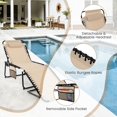 thumbnail image 6 of Lounge Chairs for Outside, Extra High Folding Beach Tanning Lounger with Adjustable Backrest, Footrest & Removable Pillow, Sunbathing Lounge for Patio, Poolside (2, Sand with Pocket), 6 of 18