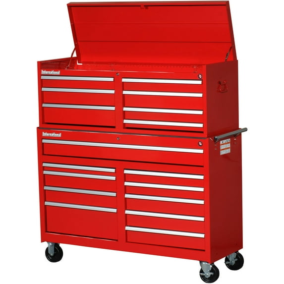 International Workshop Series 54" 17-Drawer Chest and Mobile Cabinet, Red