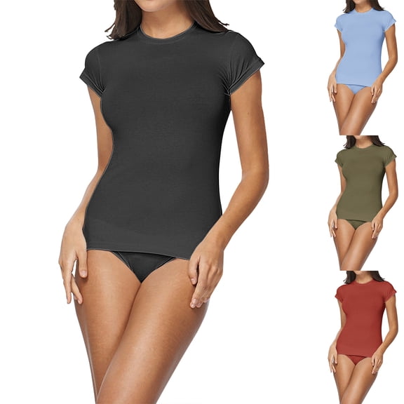 MGDXOX Womens Tankini Swimsuits with Shorts Two Piece Tummy Control Bathing Suits Short Sleeve Swim Tops Modest Swimwear Light Blue L