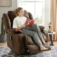 thumbnail image 5 of INGALIK Power Lift Recliner, Leather Electric Chair Recliners with 150° Reclining, Heating and Massage, Cup Holders, Storage, USB Charging (Ochre), 5 of 19