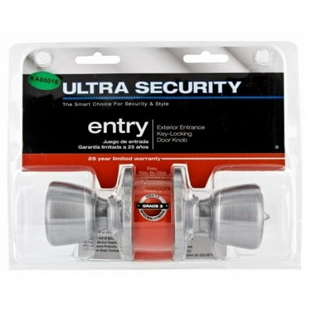 Ultra 43974 Satin Chrome Exterior Entrance Key Locking Door (Best Exterior Door Hardware)