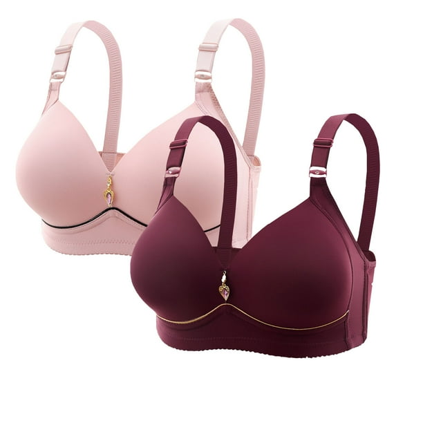 Sujetador de nailon para mujer, 2 piezas, color liso, sin costuras, con realce, suave y soporte, para uso diario.