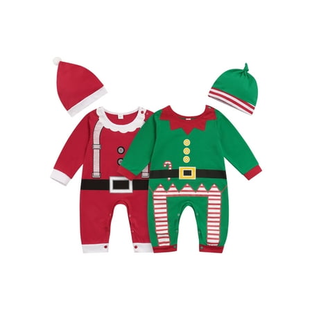 

Ma&Baby Newborn Baby Girls Boys Christmas Santa Claus Elf Long Sleeve Bodysuit Jumpsuit