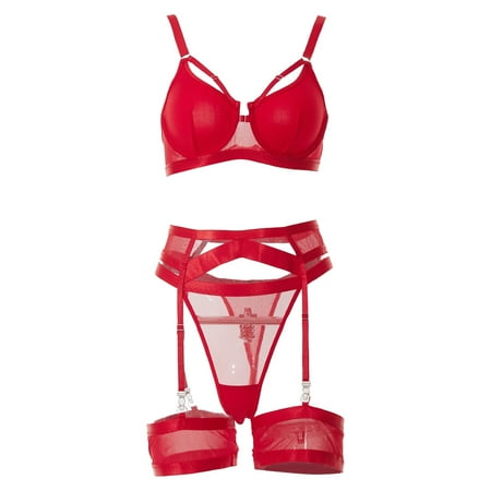 

Aayomet Lingerie Set Women Cute Lingerie Set Lace Strappy Camis And Panty Nightwear Outfit Red M