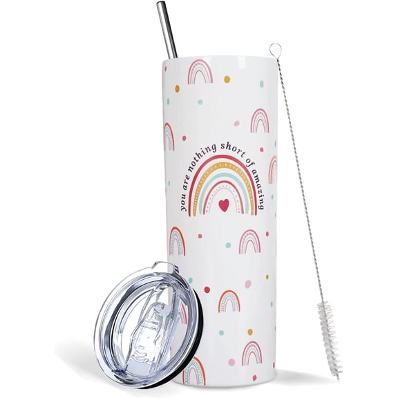 Boho Coffee Mug, Teacher Tumbler, Cute Coffee Tumbler with Lid and Straw, Unique Birthday Gifts for Teacher, Women, Friends Female, Teenage Girls, Girlfriends, Teacher Appreciation Gifts for Women