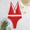 thumbnail image 3 of Womens High Waisted Thong Bikini Sets Sexy Brazilian Triangle Top Deep V Neck Two Piece Swimsuit Bathing Suits, 3 of 6