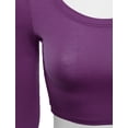 thumbnail image 4 of Doublju Women's Round Neck Slim Fit Long Sleeve Crop Tops (Female Plus Size Available), 4 of 4