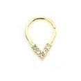 thumbnail image 2 of Pear Shaped Bendable Cut Ring w/ 5 CZ Lined Design for Septum, Cartilage, Tragus, 2 of 6