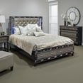 thumbnail image 7 of Bet Queen Bed, Silver Faux Leather Upholstery, LED, Crystal Accents, Black, 7 of 7