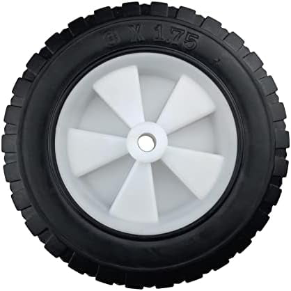 2 pcs Dolly Wheels, 8 inch Solid Rubber Wheels, 8'' x 1.75'' Solid Replacement Dolly Wheels with Ridges, Pack of 2 Lawn Mower Wheels$$Tools