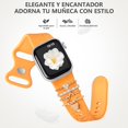 thumbnail image 4 of Correa con Floral Grabado Compatible con Apple Watch 40mm 44mm 42mm 38mm 41mm 45mm 46mm 49mm, Correas Silicona Suave con Adornos Decorativos para iWatch Series 11/10/9/8/7/6/5/4/3/2/1 SE Ultra, 4 of 20