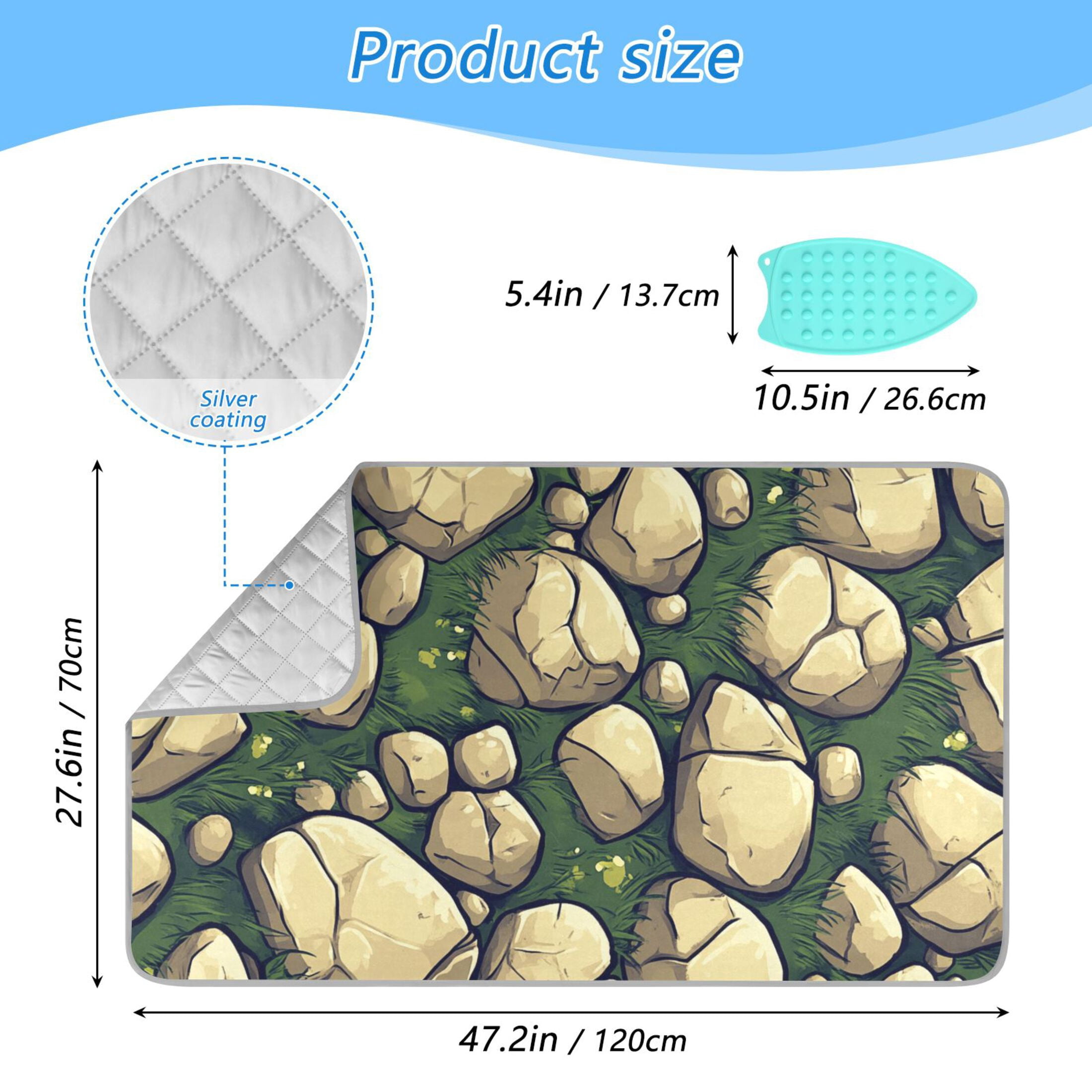 Stone on Green Leaf Ironing Mat Blanket for Table Top Travel Portable Ironing Board Pad 47.2x27.6 Inch