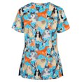 thumbnail image 3 of Fridja Women Short Sleeve V-neck Tops Working Uniform Blouse, 3 of 4