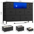 thumbnail image 6 of GIKPAL Dresser TV Stand for Bedroom, Black Dresser with LED Lights and Charging Station, Modern Dressers Chest of Drawers with 9 Storage Drawers for Living Room, 6 of 8