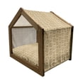 thumbnail image 2 of Geometric Pet House, Retro Diamond Shape Pattern with Dotted Lines Circles and Abstract Flowers, Outdoor & Indoor Portable Dog Kennel with Pillow and Cover, 5 Sizes, Caramel and Beige, by Ambesonne, 2 of 5