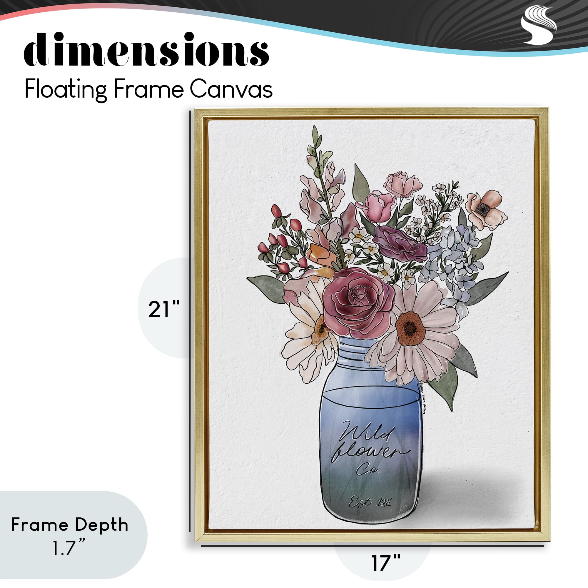 Stupell Industries Farmer's Market Florals Gold Framed Floater Canvas Wall Art, design by Alisha Kiara Design