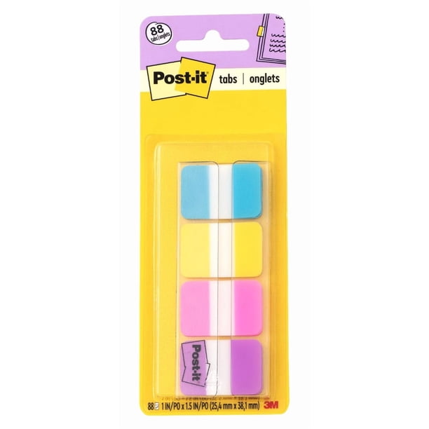 Pestañas adhesivas Post-it 88 unidades, colores surtidos, 2.5 x 3.8 cm